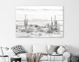 Arizona Desert Canvas Print // Arizona Desert White Wood Texture Canvas Print // The Four Peaks and Saguaros // Central Arizona Desert