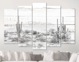 Arizona Desert Canvas Print // Arizona Desert White Wood Texture Canvas Print // The Four Peaks and Saguaros // Central Arizona Desert