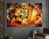 Enduro Canvas Print // Action of Enduro Motorcycle on a Dirt Track Wall Art // Dusty Aggressive Riding // Canvas Wall Art