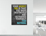 Fyodor Dostoevsky Canvas Print // Your Worst Sin Is That You Have Destroyed And Betrayed Yourself For Nothing // Office and Home Wall Art