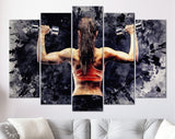 Fitness Canvas Print // Fitness Woman works out with Dumbbells // Gym Wall Decor