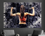 Fitness Canvas Print // Fitness Woman works out with Dumbbells // Gym Wall Decor