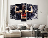 Fitness Canvas Print // Fitness Woman works out with Dumbbells // Gym Wall Decor