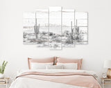 Arizona Desert Canvas Print // Arizona Desert White Wood Texture Canvas Print // The Four Peaks and Saguaros // Central Arizona Desert