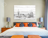 Arizona Desert Canvas Print // Arizona Desert White Wood Texture Canvas Print // The Four Peaks and Saguaros // Central Arizona Desert