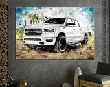 RAM 1500 Canvas Print //  White Truck // Truck of the Year Canvas Wall Decor // Car Tuning // Quality Performance Tuning & Styling parts