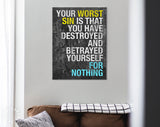 Fyodor Dostoevsky Canvas Print // Your Worst Sin Is That You Have Destroyed And Betrayed Yourself For Nothing // Office and Home Wall Art