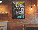 Fyodor Dostoevsky Canvas Print // Your Worst Sin Is That You Have Destroyed And Betrayed Yourself For Nothing // Office and Home Wall Art