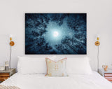 Night Sky Canvas Print // The Moon and The Trees Milky Way Wall Art