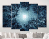 Night Sky Canvas Print // The Moon and The Trees Milky Way Wall Art