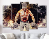 Muscular Canvas Print // Muscular Athlete works out with Dumbbells // Gym Wall Decor // Fitness Wall Art