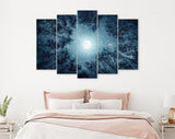 Night Sky Canvas Print // The Moon and The Trees Milky Way Wall Art