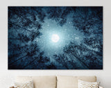 Night Sky Canvas Print // The Moon and The Trees Milky Way Wall Art