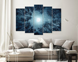 Night Sky Canvas Print // The Moon and The Trees Milky Way Wall Art