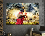 Baseball Canvas Print // Rear View of Baseball Batter About to Hit During Game // Baseball Wall Art