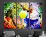 Tennis Canvas Print // Tennis racket and ball // Beating the ball with a racket // Tennis Wall Art