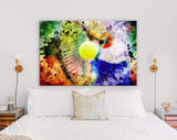 Tennis Canvas Print // Tennis racket and ball // Beating the ball with a racket // Tennis Wall Art