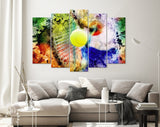 Tennis Canvas Print // Tennis racket and ball // Beating the ball with a racket // Tennis Wall Art