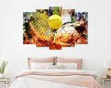 Tennis Canvas Print // Tennis player on clay tennis court // Tennis racket and ball // Tennis Wall Art