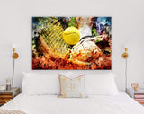 Tennis Canvas Print // Tennis player on clay tennis court // Tennis racket and ball // Tennis Wall Art