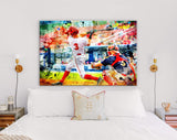 Baseball Canvas Print // Baseball Player Hitting and Sliding // Baseball Wall Art