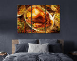 Turkey Canvas Print // Whole Homemade Thanksgiving Turkey with All the Sides // Restaurant Bar BBQ Wall Decor // Barbecue Grill Print