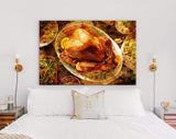 Turkey Canvas Print // Whole Homemade Thanksgiving Turkey with All the Sides // Restaurant Bar BBQ Wall Decor // Barbecue Grill Print