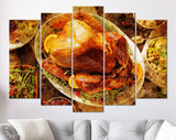 Turkey Canvas Print // Whole Homemade Thanksgiving Turkey with All the Sides // Restaurant Bar BBQ Wall Decor // Barbecue Grill Print