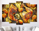 Chicken Canvas Print // Grilled Rosemary Lemon Chicken Quarters with Roasted Potatoes // Restaurant Bar BBQ Wall Decor Barbecue Grill Print