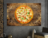 Pizza Canvas Print // Pizza with mushrooms, tomatoes, cheese, onion, oil, pepper, salt, basil, olive // Pizzeria Wall decor