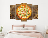 Pizza Canvas Print // Pizza with mushrooms, tomatoes, cheese, onion, oil, pepper, salt, basil, olive // Pizzeria Wall decor