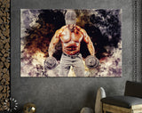 Muscular Canvas Print // Muscular Athlete works out with Dumbbells // Gym Wall Decor // Fitness Wall Art