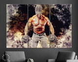 Muscular Canvas Print // Muscular Athlete works out with Dumbbells // Gym Wall Decor // Fitness Wall Art