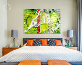 Lacrosse Canvas Print // Abstract view of a lacrosse stick scooping up a ball // Lacrosse Wall Art