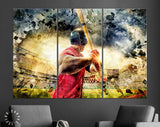 Baseball Canvas Print // Rear View of Baseball Batter About to Hit During Game // Baseball Wall Art