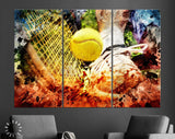 Tennis Canvas Print // Tennis player on clay tennis court // Tennis racket and ball // Tennis Wall Art