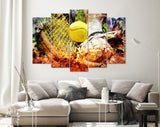 Tennis Canvas Print // Tennis player on clay tennis court // Tennis racket and ball // Tennis Wall Art