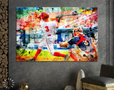 Baseball Canvas Print // Baseball Player Hitting and Sliding // Baseball Wall Art