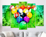 Billiard Canvas Print // Billiard balls arranged in a triangle // Top View // Billiard Wall Art // Billiard Club Wall Decor