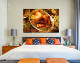 Turkey Canvas Print // Whole Homemade Thanksgiving Turkey with All the Sides // Restaurant Bar BBQ Wall Decor // Barbecue Grill Print