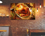 Turkey Canvas Print // Whole Homemade Thanksgiving Turkey with All the Sides // Restaurant Bar BBQ Wall Decor // Barbecue Grill Print