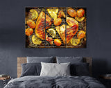 Chicken Canvas Print // Grilled Rosemary Lemon Chicken Quarters with Roasted Potatoes // Restaurant Bar BBQ Wall Decor Barbecue Grill Print