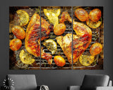 Chicken Canvas Print // Grilled Rosemary Lemon Chicken Quarters with Roasted Potatoes // Restaurant Bar BBQ Wall Decor Barbecue Grill Print