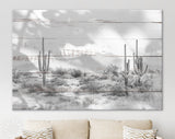 Arizona Desert Shadow Wood Texture Black & White Canvas Print // The Four Peaks and Saguaros // Central Arizona Desert