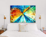 High Speed Canvas Print // Abstract High Speed Technology POV Train Motion Blurred Concept From The Monorail // Futuristic Canvas Wall Art