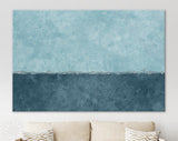 Two Sections Wall Canvas Print // Shades of Blue Rustic Paint Wall With Two Sections of Different Colours // Two-tone Wall Decor