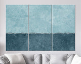 Two Sections Wall Canvas Print // Shades of Blue Rustic Paint Wall With Two Sections of Different Colours // Two-tone Wall Decor