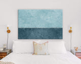 Two Sections Wall Canvas Print // Shades of Blue Rustic Paint Wall With Two Sections of Different Colours // Two-tone Wall Decor