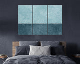 Two Sections Wall Canvas Print // Shades of Blue Rustic Paint Wall With Two Sections of Different Colours // Two-tone Wall Decor