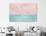 Two Sections Wall Canvas Print // Pink and Blue Rustic Paint Wall With Two Sections of Different Colours // Two-tone Wall Decor